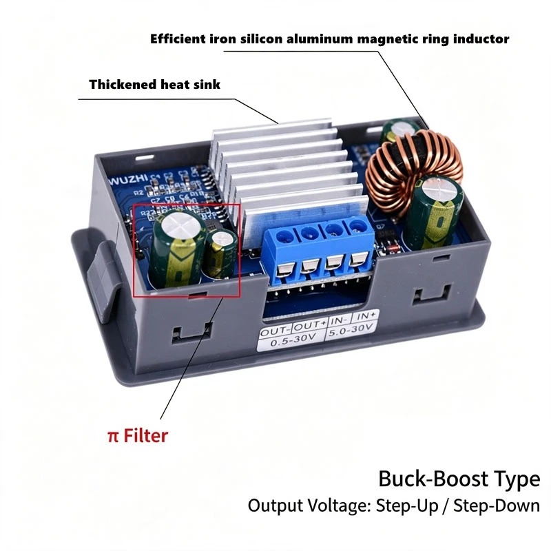 80W Programmable DC Power Supply Module 4A 5A Buck Boost Converter with Digital Display Voltage Regulator CC CV Board DIY