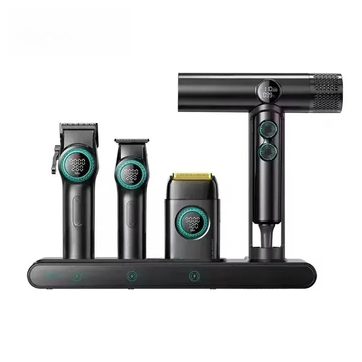 Professional 4-in-1 Barber Kit with BLDC 9000RPM Hair Clipper, Hair Trimmer and Hair Dryer for Salon