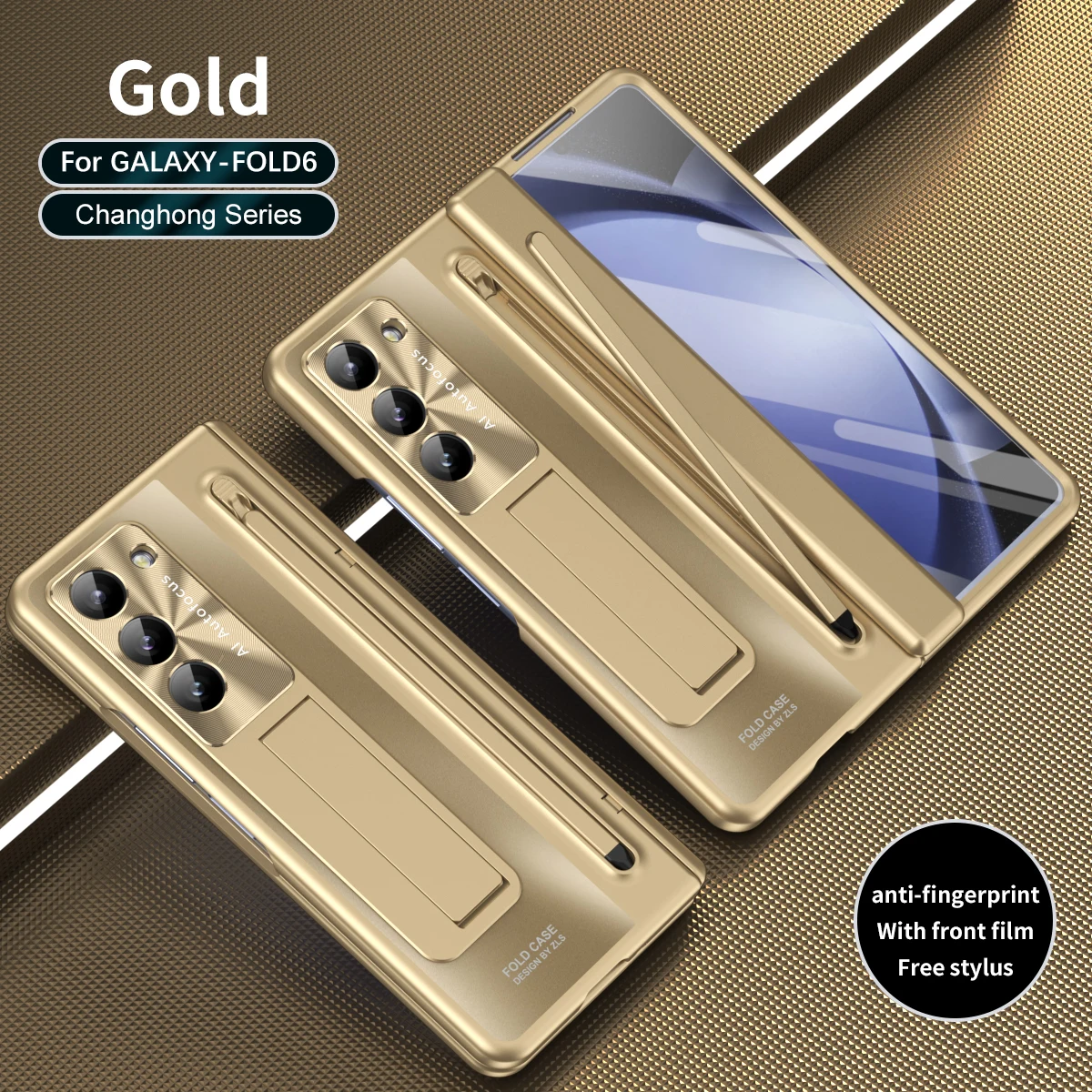 360 Full Screen Protector Case For Samsung Galaxy Z Fold 6 5 4 3 2 Plating Clear Hinge Mechanical Tempered Film Folding Cover