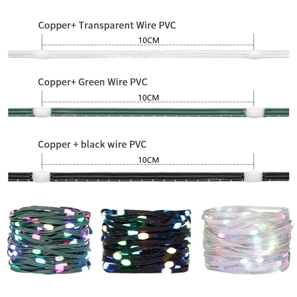 WS2812B RGB LED String Transparent  Green Black Wire 5M-20M Addressable Party Wedding Garland Decoration Christmas Lights DC5V