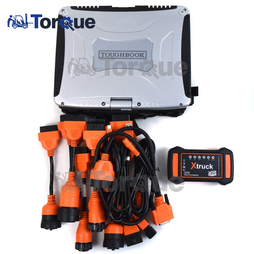 Full Set XTRUCK Y009 HDD Multi-brands OBD2 for Truck Diesel Construction Machinery Excavators Diagnostic Tool+CF19 laptop