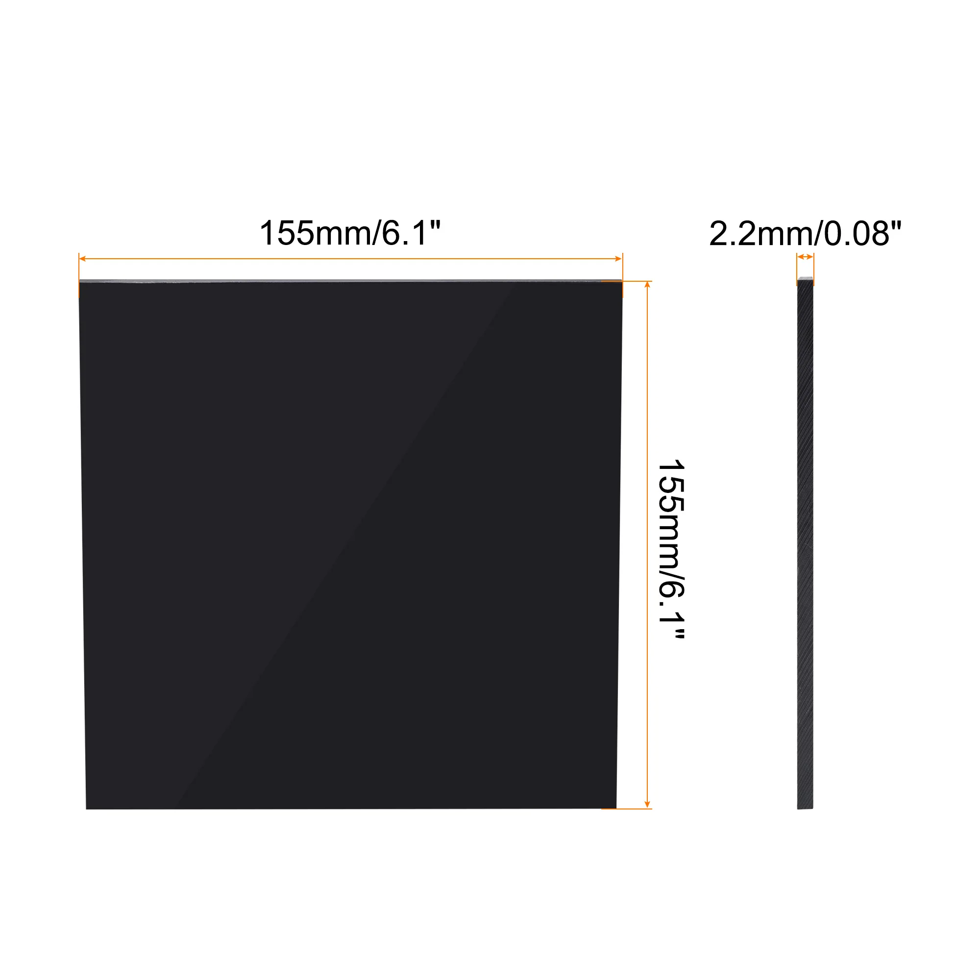 uxcell UHMW Sheet Ultra High Molecular Weight Polyethylene Sheet Hard Plastic Sheet Board 6.1''x 6.1'' x 0.08'' Black