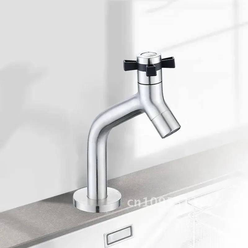 

Bathroom Basin Faucets 304 Stainless Steel Bathroom Pool Tap Single Cold Tap Faucets Wash Basin Garden Water Sink Mop Outdoor