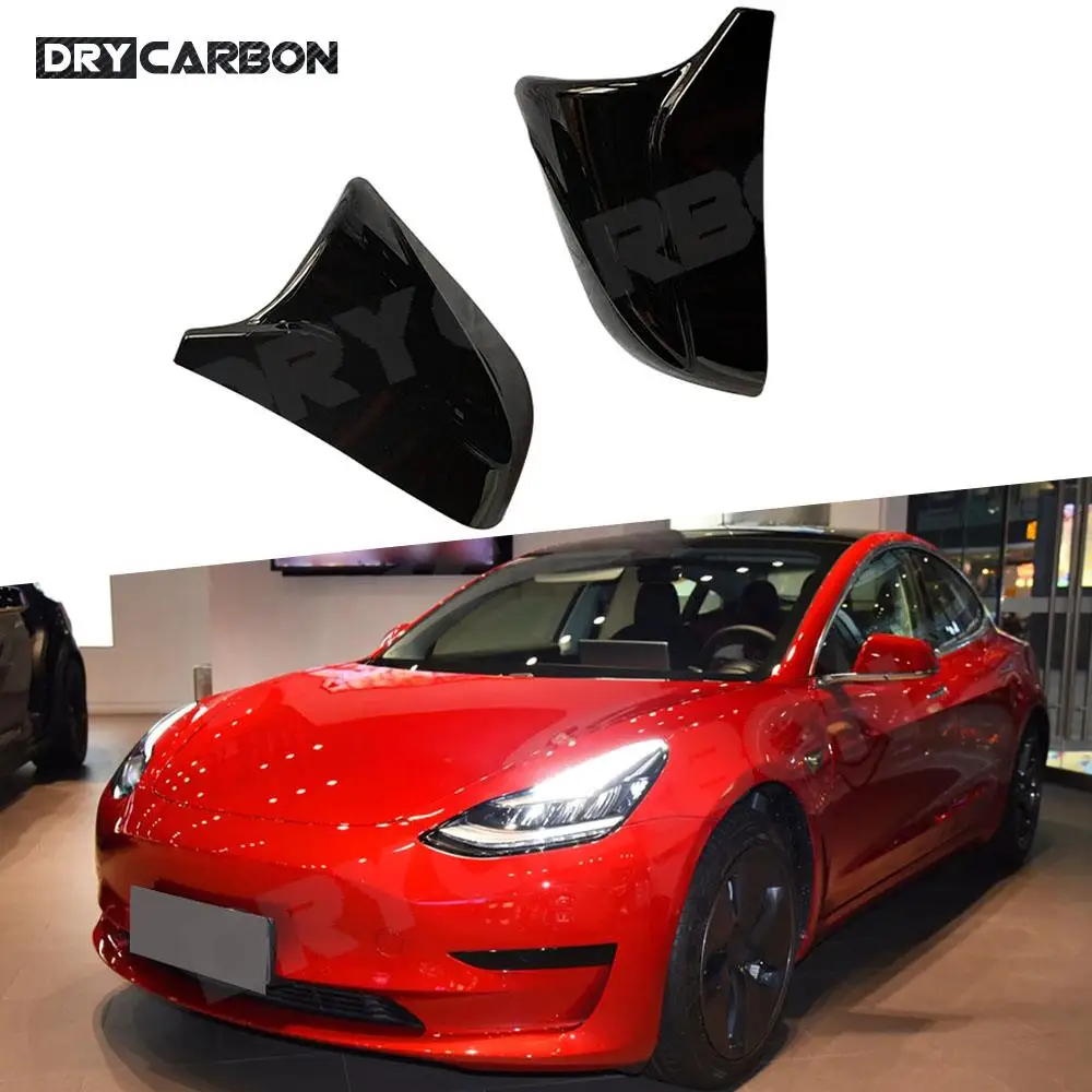 

2Pcs Rear View Mirror Trim Caps Horn Replacement Style ABS Glossy Black Side Mirrors Cover Accessories For Tesla Model 3 2017+