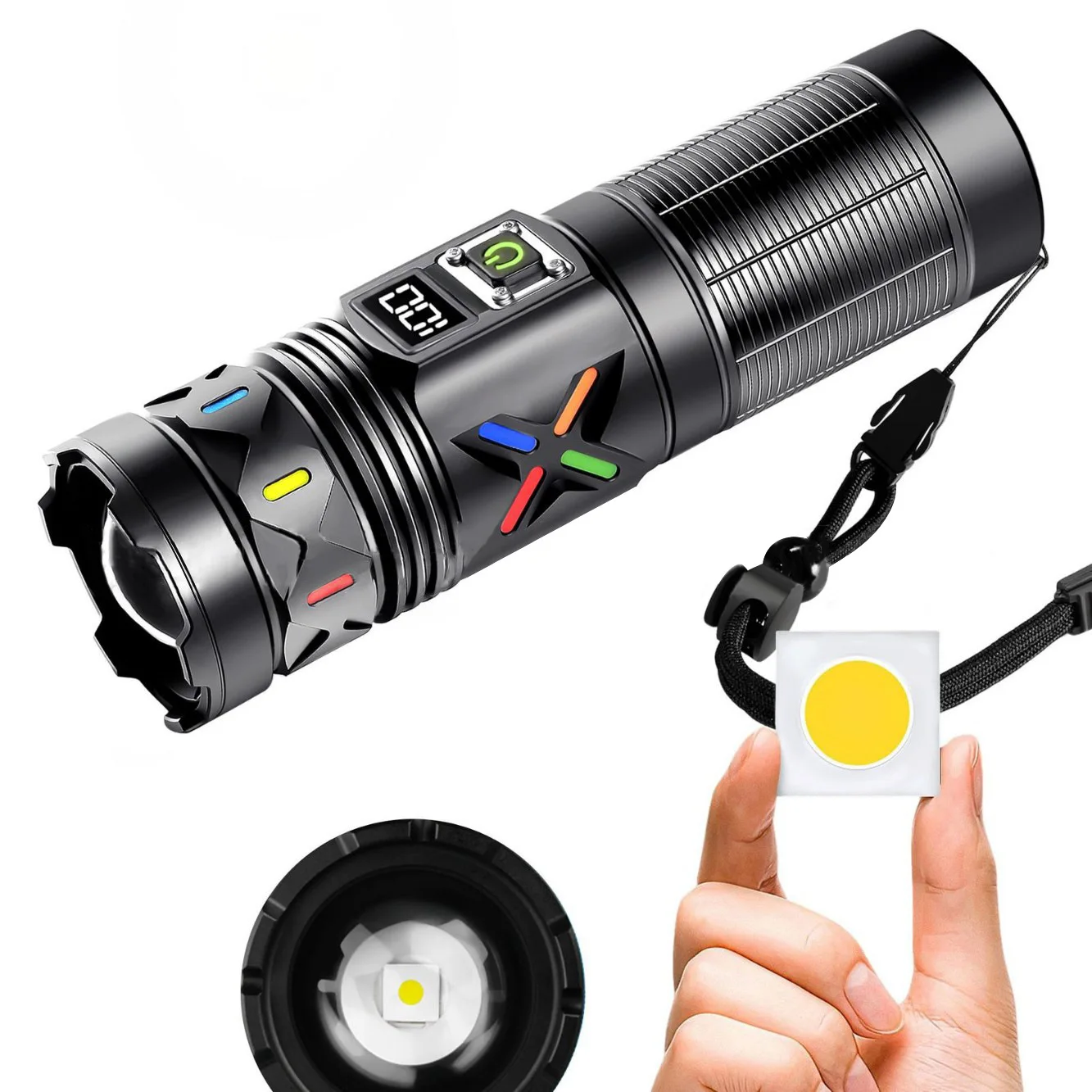 

3*18650 Rechargeable Tactical Flashlight 1000lumen Outdoor Fluorescent Strip Power Bank Strong LED Light Digital Display Camping