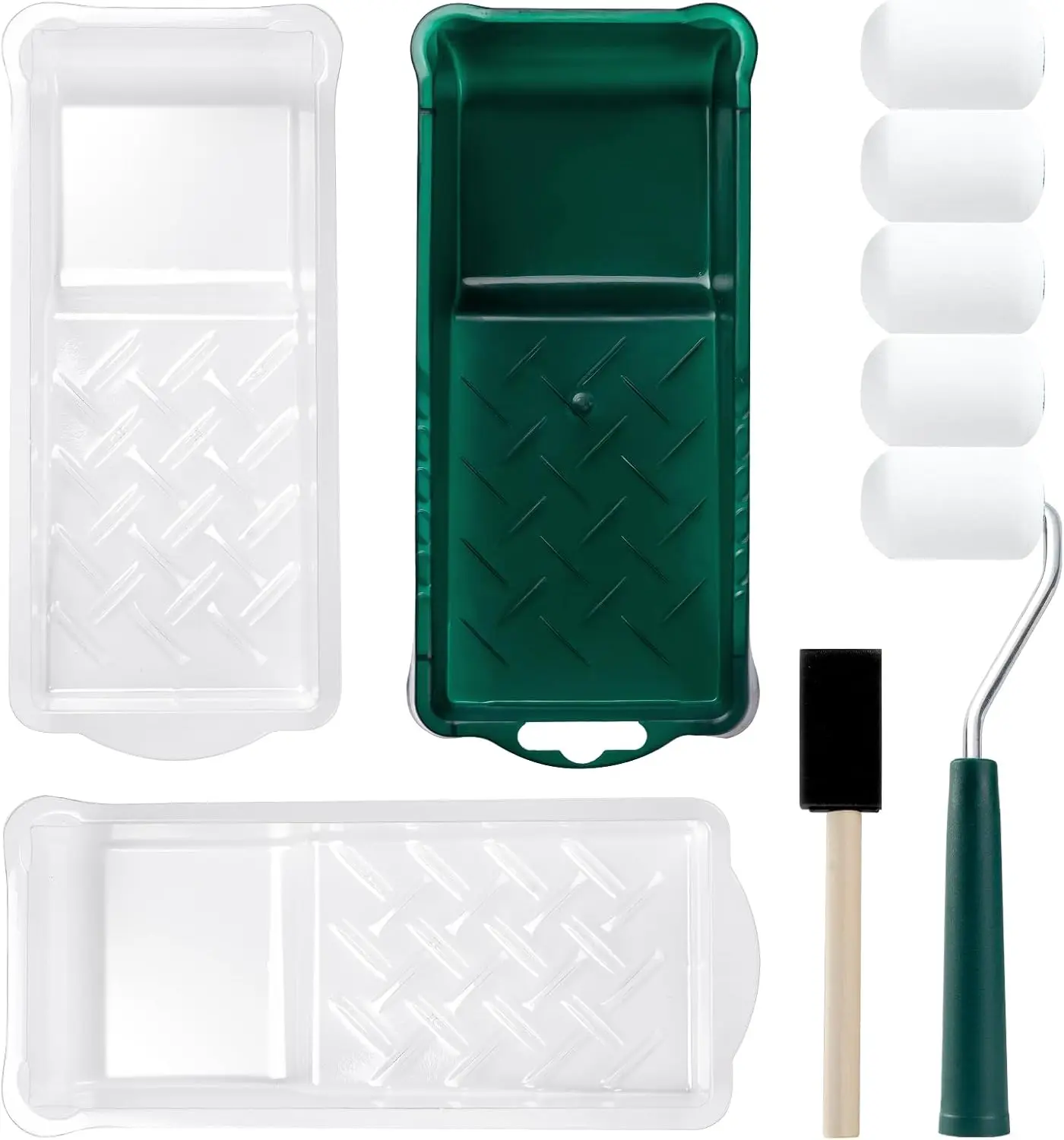 

Набор из 10 мини-валиков для покраски из пеноматериала с вкладышами для поддонов и губчатыми кистями для гладкой покраски мебели и стен