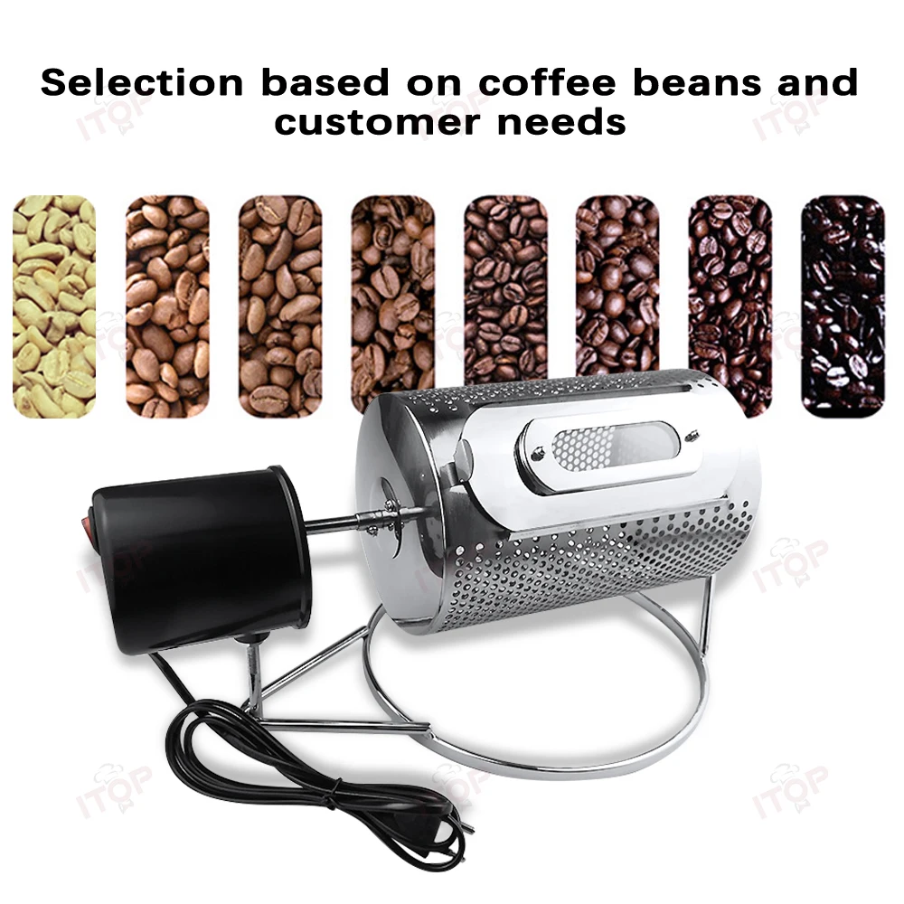 ITOP Coffee Roaster Capacity 100-250g Coffee Bean Roasting Machine 30RPM 14W Rotate Motor 110V 220V No Heating