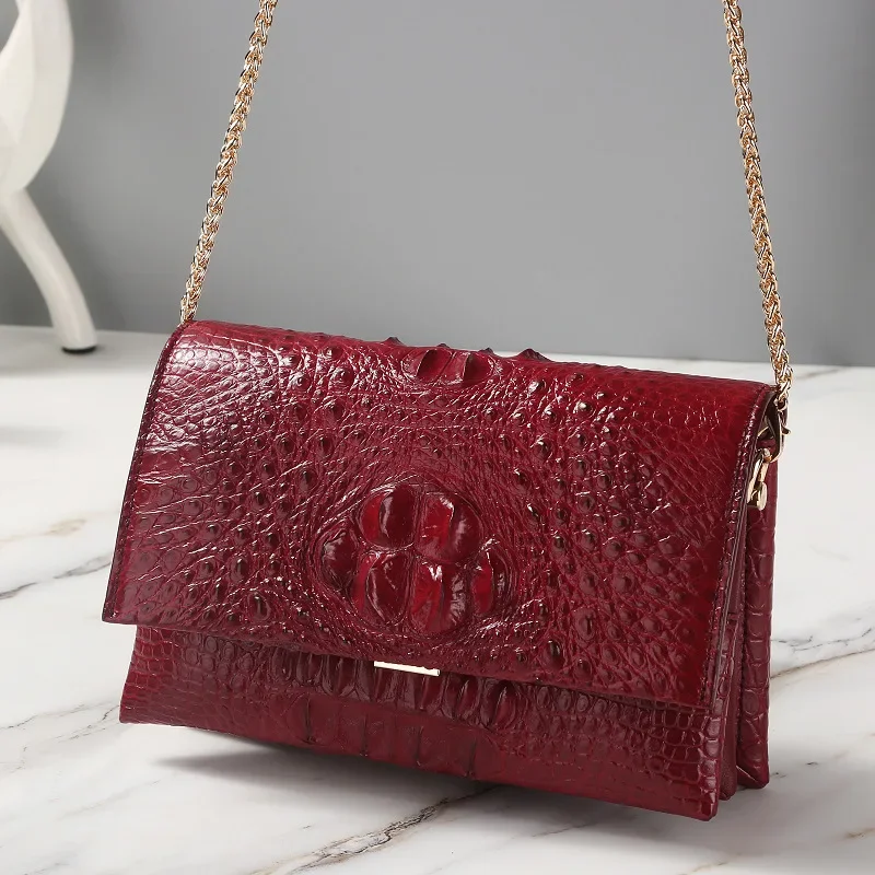 

Designer Luxury Crocodile Leather Crossbody Bag for Women Adjustable Chain Messenger Purse Small Evening Party Shoulder Bag