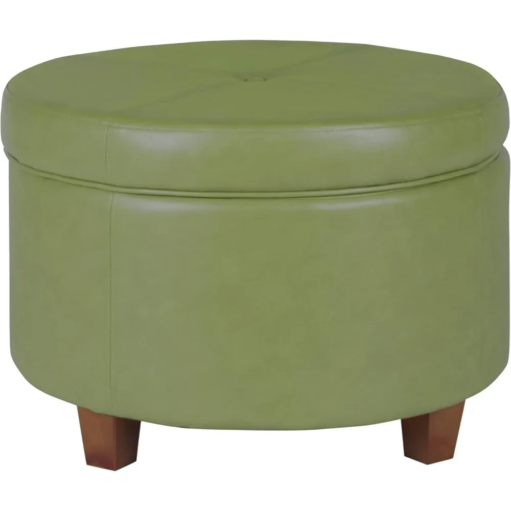 Round Leatherette Storage Footrest with Lid, 24