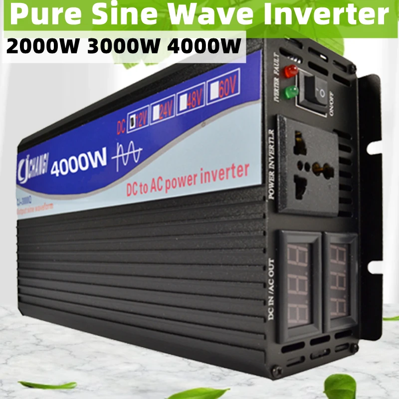 

Pure Sine Wave Power Inverter 2000W 3000W 4000W DC 12V 24V 48V To AC 100V 220 Power Converter 50hz 60hz Solar Car Inverter