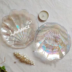Custom Glass Shell Dish Jewelry Tray Manicure Nail Plate, Colorful Show Photo Props Bridesmaid Party Gift Bridal Shower Tray