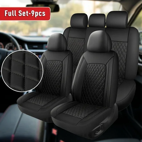 All-Season Quilted Faux Leather Car Seat Covers Universal Fit Most Cars