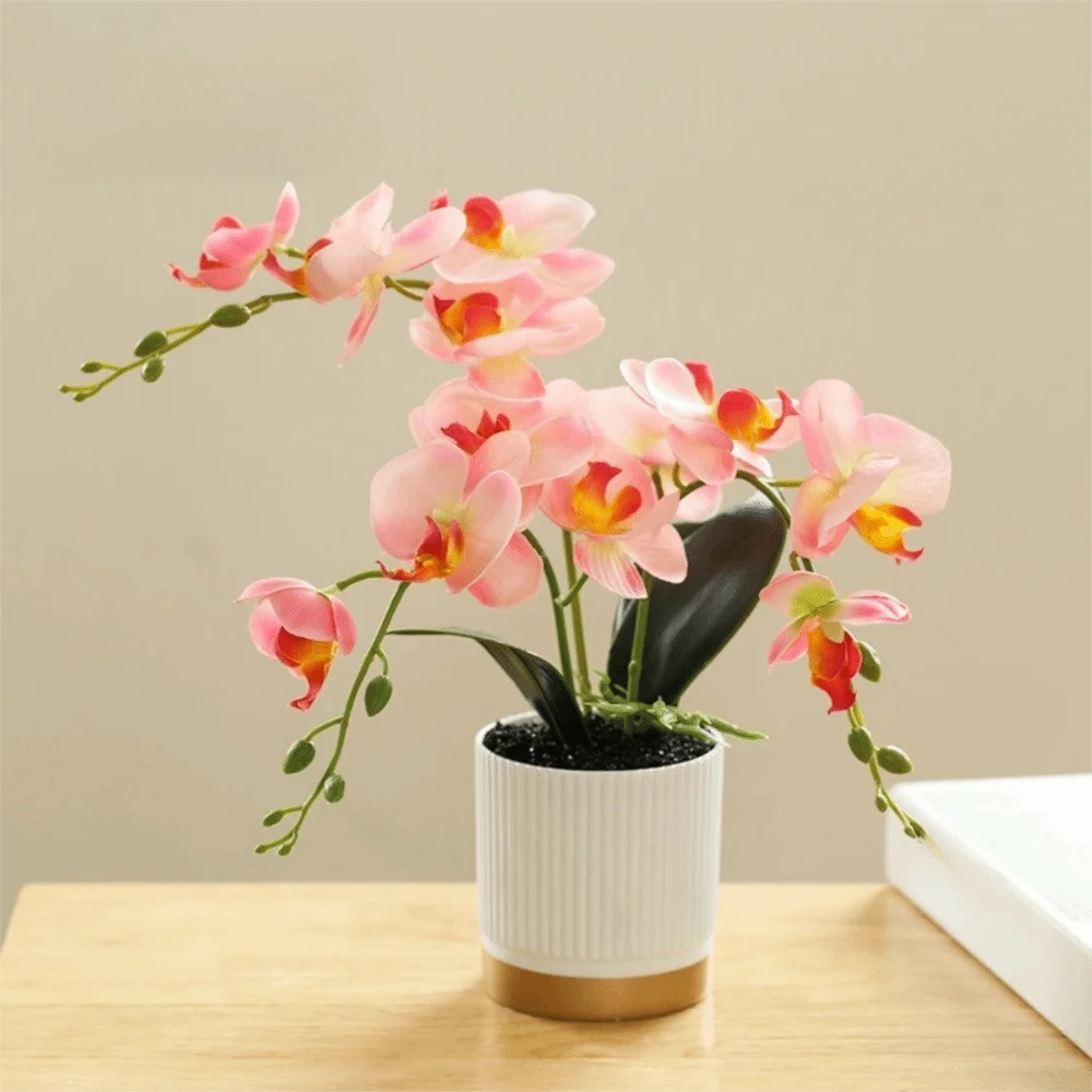 

Искусственная орхидея-бабочка в горшке, пластиковый бонсай, цветок фаленопсис для домашнего декора и свадебных композиций