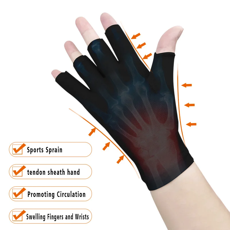 1 Pair Compression Arthritis Gloves Wrist Support Breathable and sweat-absorbent Joint Pain Relief Hand Brace Therapy Wristband