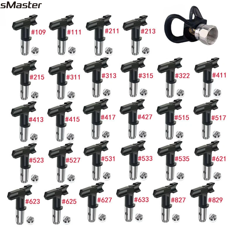 sMaster 427/ 527/413/623/627/827/829/625 lack  Airless Spray Nozzles Spray Tips Reversible Tip For Airless Paint Spray Sprayer