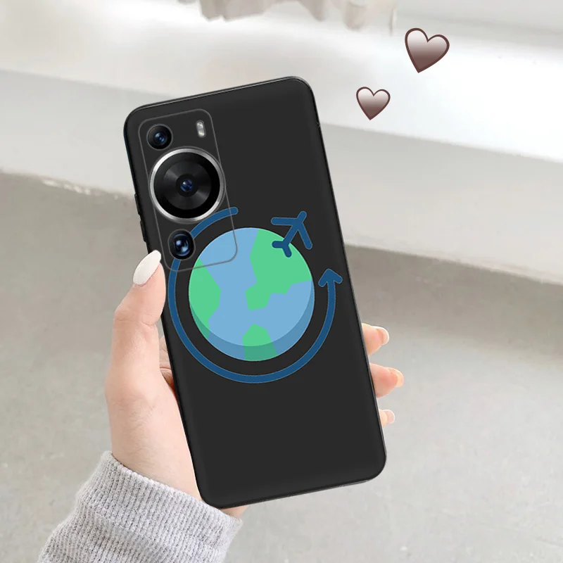 Silicone Black Phone Case for Motorola G200 5G G30 G31 One Fusion Airplane World Map Huawei P40 P30 P20 P Smart iphone6 Cover