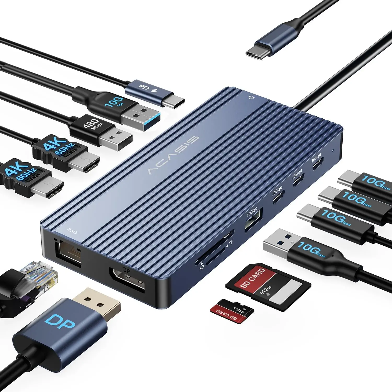

Многофункциональная док-станция USB-C 14-в-1 с двумя портами 4K HDMI, DP, Ethernet и поддержкой PD 100 Вт для ноутбуков MacBook/Dell/HP