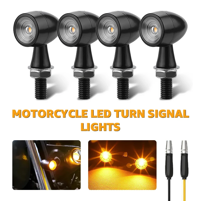 

Motorcycle LED Turn Signal Light Bullet Moto Turn Signal Flashing Light Clignotant Light Mini 8mm 12V Motorcycle Indicator Lamps