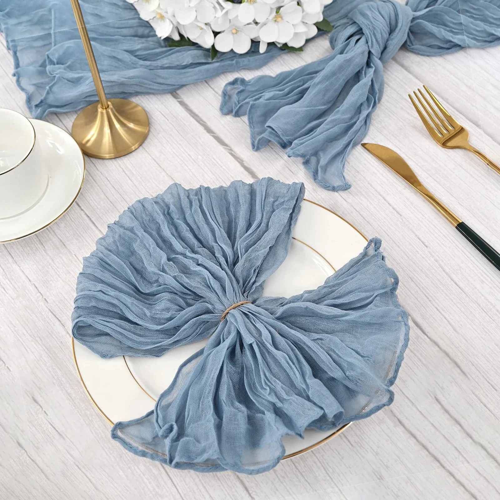 Wholesale 100PC 50x50cm Dusty Blue NapkinS Cheesecloth Dining Party Wedding Banquets Christmas Banquets Arches Cake Table Decor