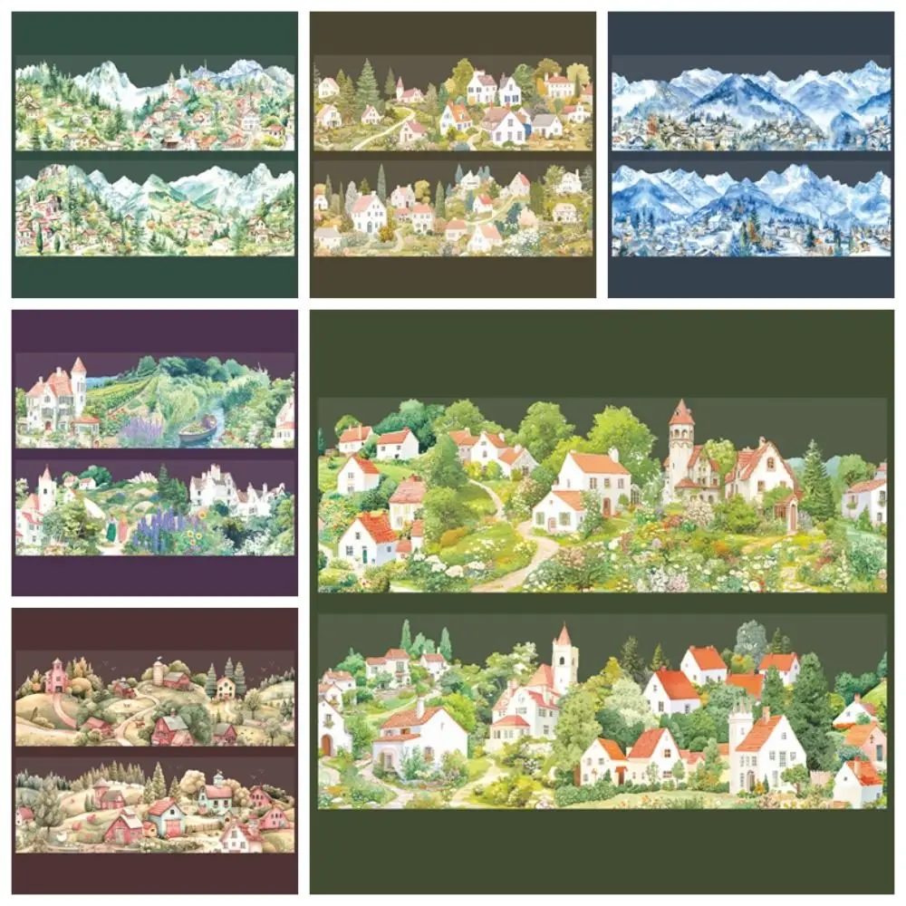 Vintage 2M DIY ศิลปะหัตถกรรม Washi เทปหมู่บ้านขนาดเล็ก Kawaii DIY ตกแต่งกาวเทปยุโรป Scrapbooking Decor หญิง
