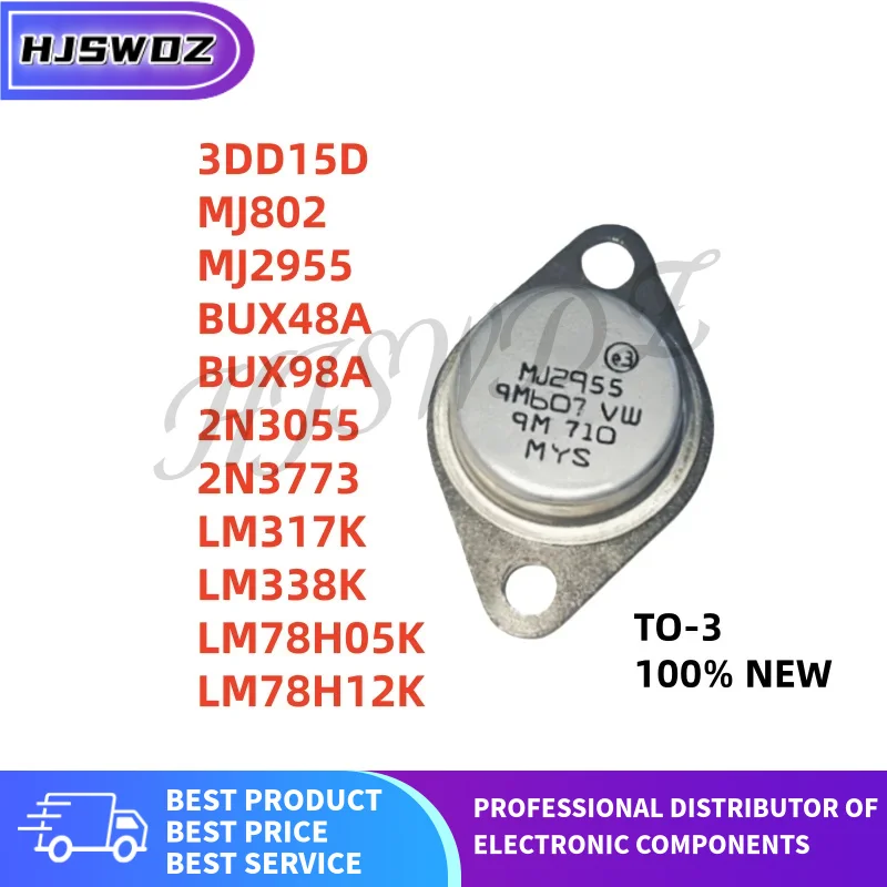2 uds. 2N3773 LM317K BUX98A 2N3055 BUX48A LM78H12K MJ2955 LM338K MJ802 LM78H05K 3DD15D TO-3 nuevo