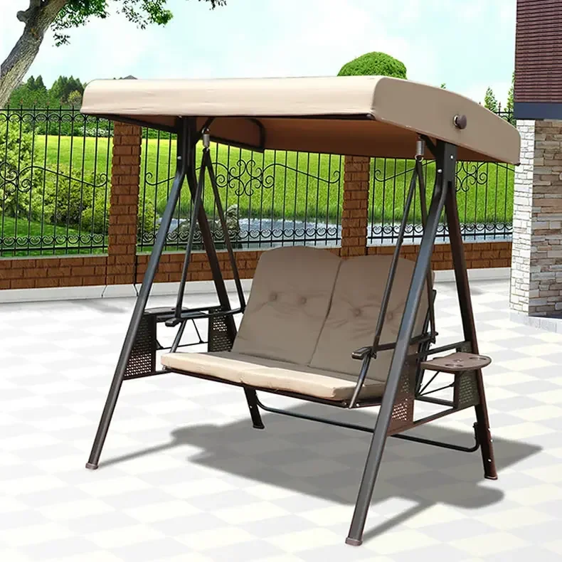 Manufacturer Hot Selling Metal Frame 2 Seat Patio Swings 2 Person Outdoor Swing Chair With Canopy