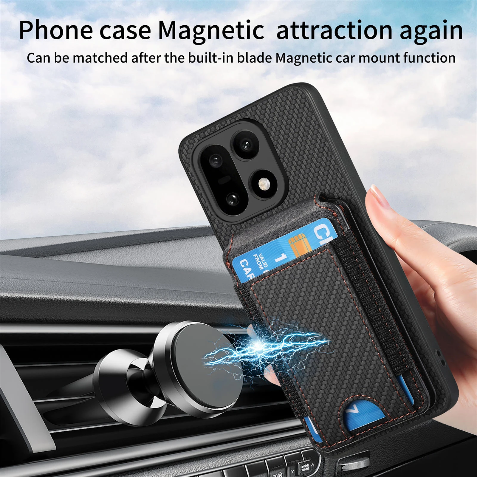 For OnePlus 15 oneplus15 5G Case Carbon Fiber Wallet Cards Solt Holder Anti-Drop Flip Shockproof Hard Back Cover Accessories