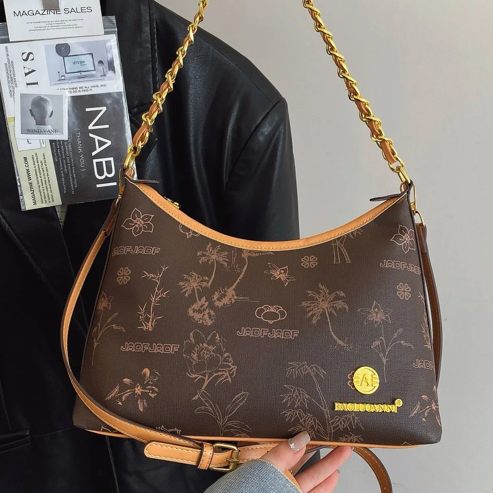 

Сумка Crescent Moon New Moon 2025 High Sense Light Luxury, оригинальный старый цветочный стиль, модная сумка на одно плечо под мышками