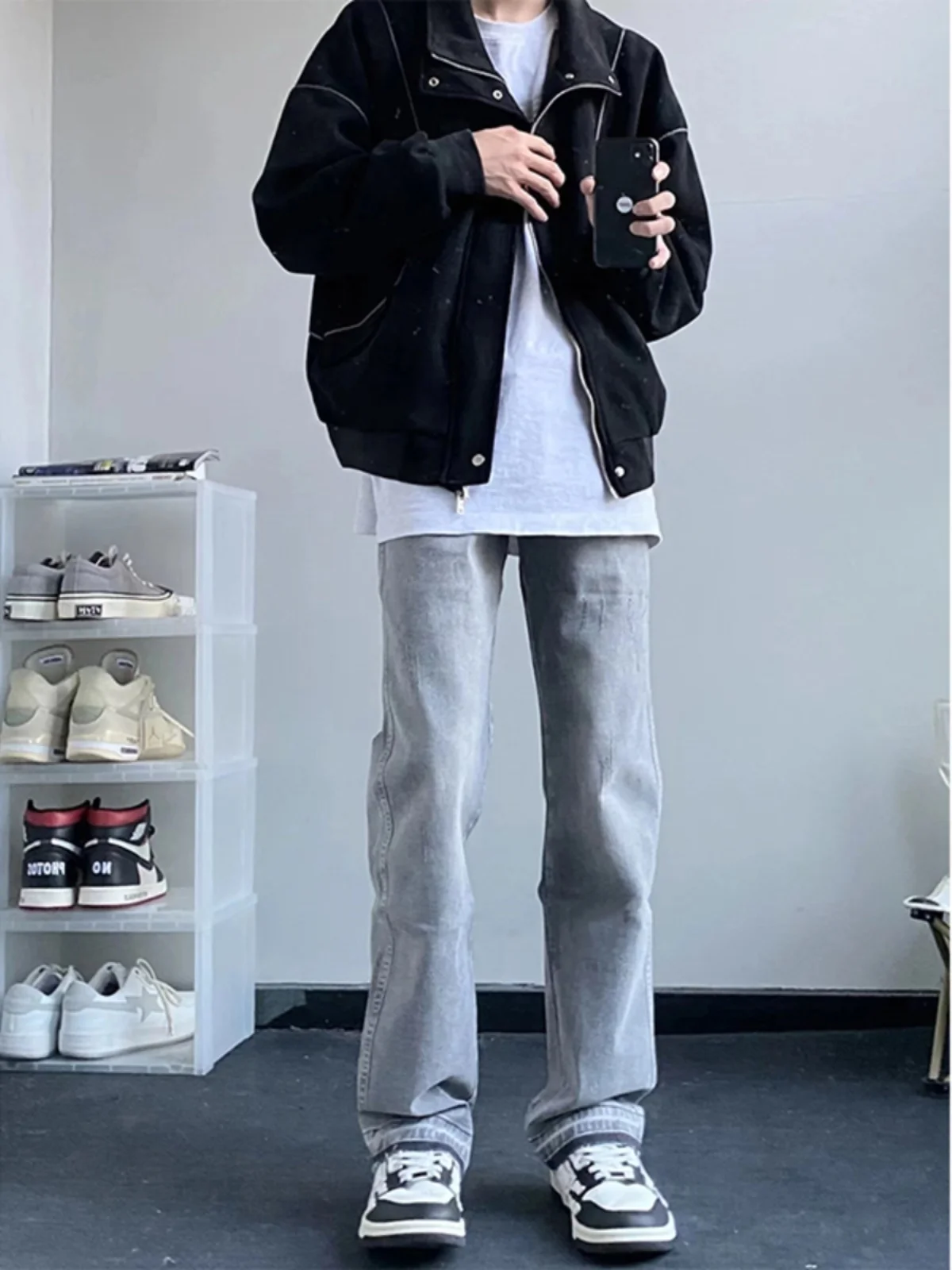 

Джинсы для высоких мужчин: американские, в стиле High Street, осенние, прямые, с рваным краем, слегка расклешенные, удлиняющие ноги