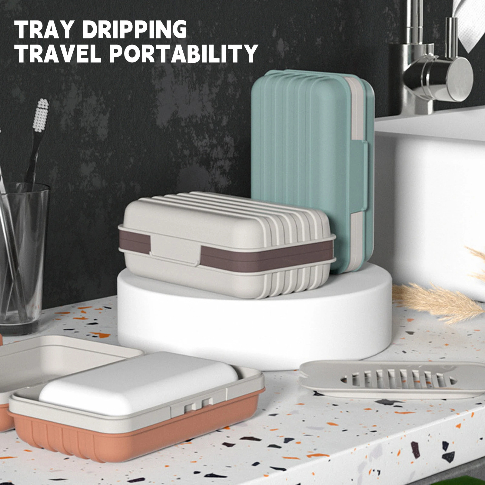 Shower Soap Case Tray With Drain Creative Decor Soap Dish Easy Operation Home Plastic Soap Box For Home Flat Dormitory Hotel - view 2