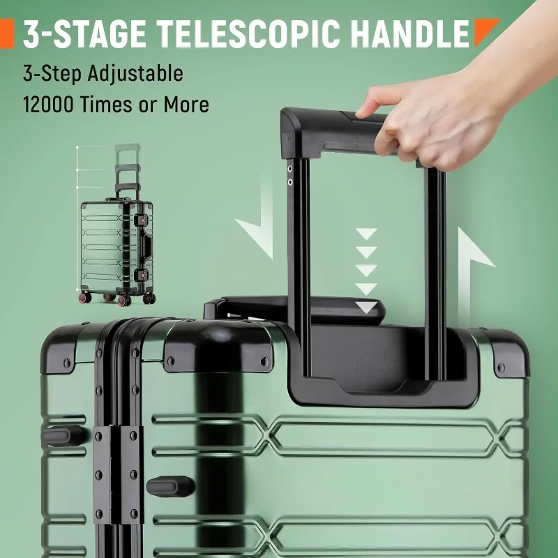 Полностью алюминиевые чемоданы для ручной клади 22x14x9, одобренные авиакомпанией, твердые чемоданы с вращающимися колесами, чемодан без молнии