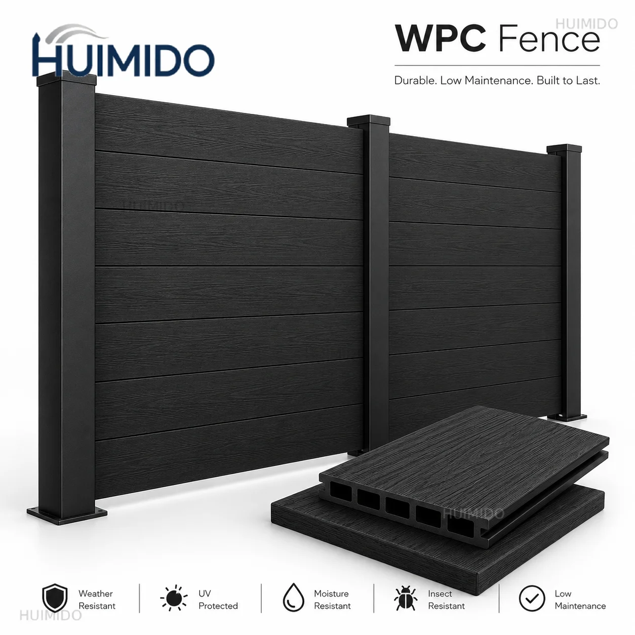 Privacy WPC Fence Panel Wood Plastic Composite Fencing Villa Garden Yard Patio Backyard Outdoor Security Decorative Cladding