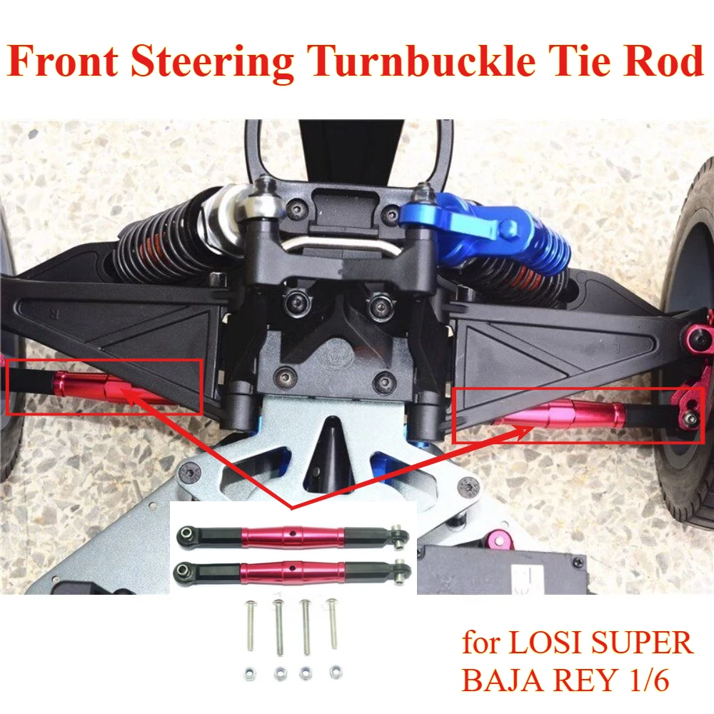 RC Upgrade Parts Metal Front Steering Turnbuckle Tie Rod for LOSI SUPER BAJA REY 1/6 custom size Replacement Spare Accessory