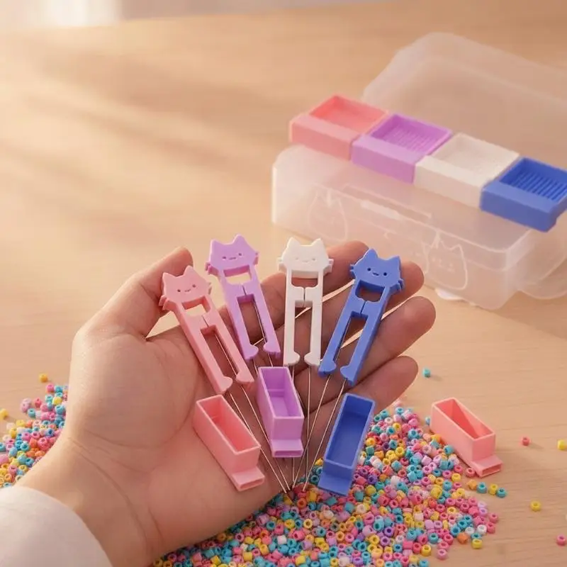 3D Printed Efficient Sorting Tools Creative DIY Bean Art Tool Cute Kitten Perler Bead Double-Needle