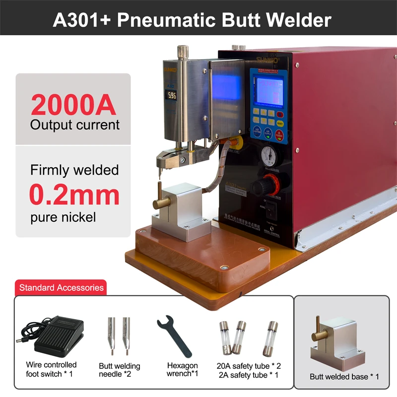 

Pneumatic 18650 Lithium Battery Spot Welder 12000W 2000A Industrial Grade A301+ Built in Air Compressor