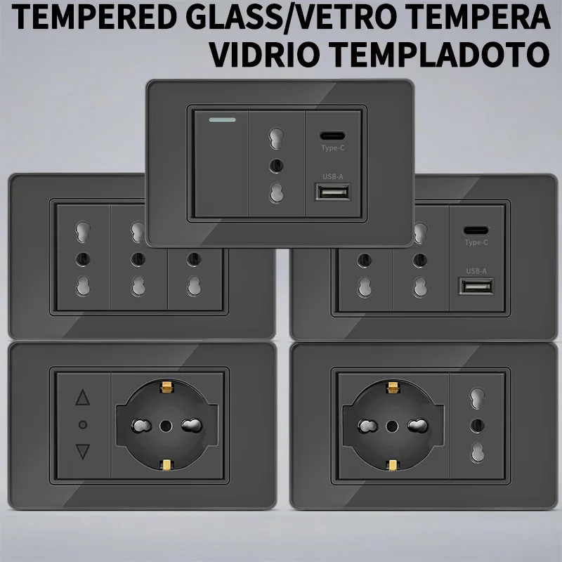 

​ ​ Розетки премиум-класса T&IWall Switch — быстрая зарядка USB-C, итальянская розетка, розетка Chiile Schuko и закаленное стекло для современных домов ​