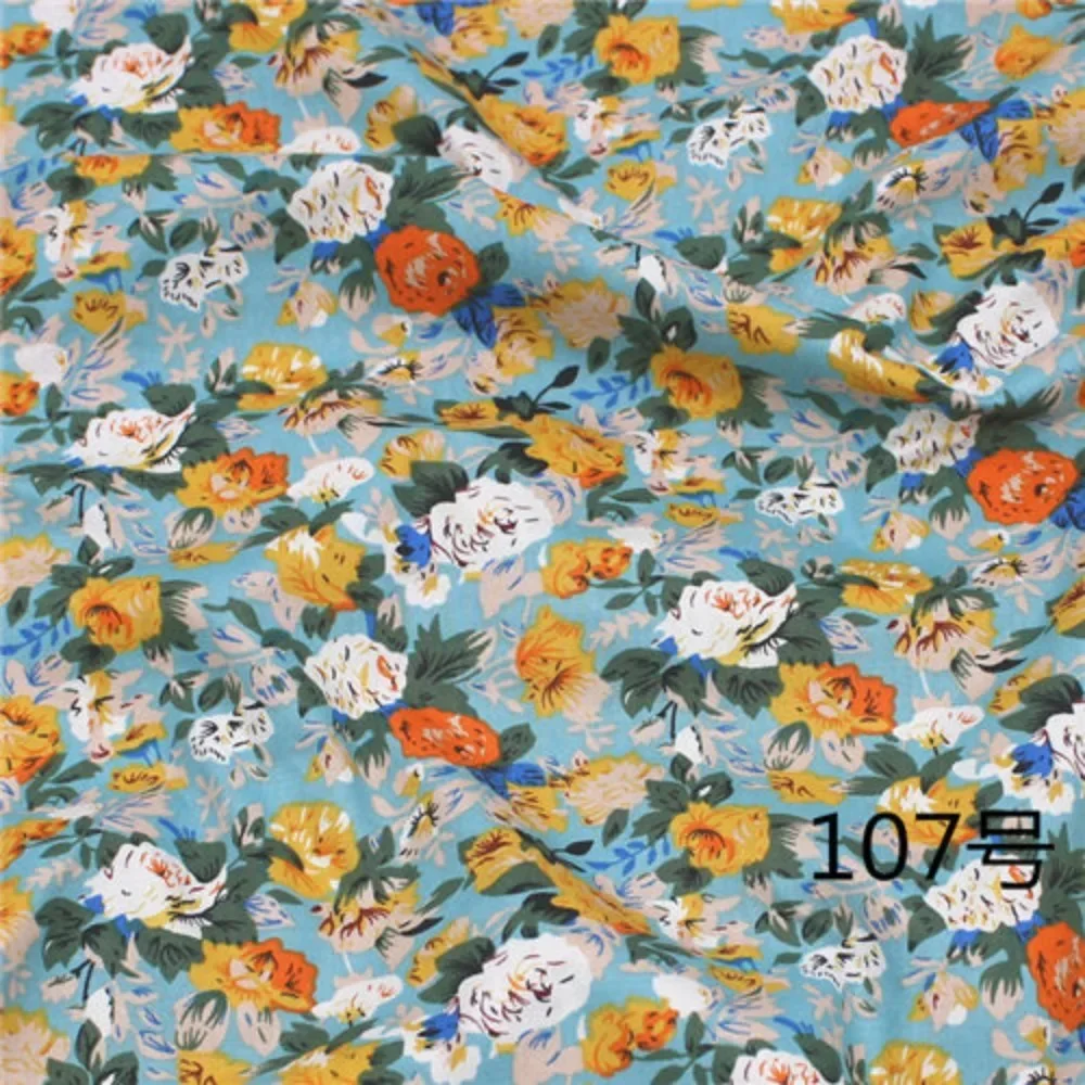 100*145cm Cotton Poplin Bohemian Printed Fabric Pastoral Style Dress Set Clothing Fabric Handmade DIY Cloth Material