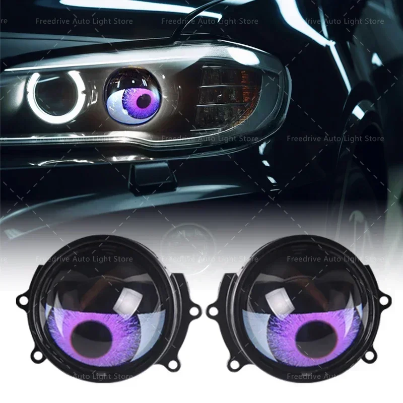 2pcs 7th Devil Eyes Lens 3 Inch for 12v Car WIFI Control Eyes Retrofit Kits Fitting Car Light Accessories