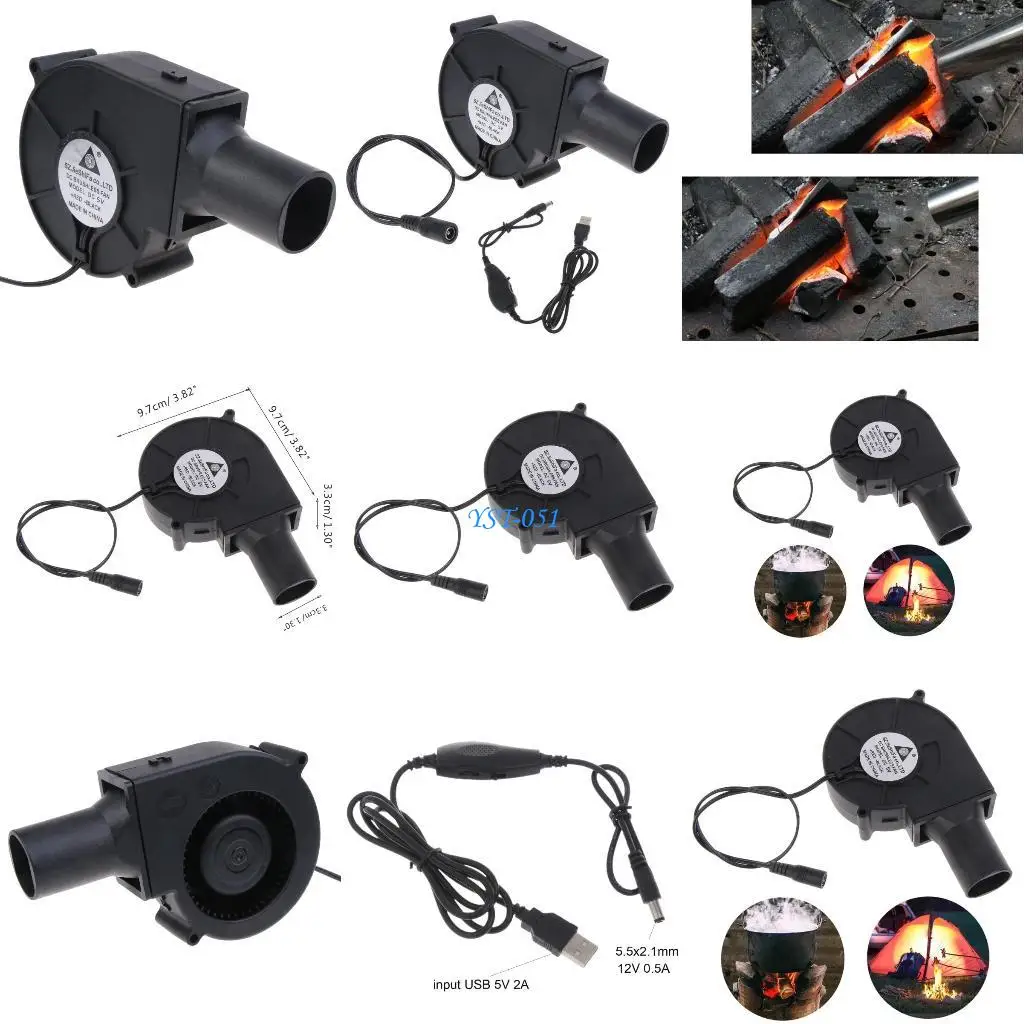 

E15A BBQ Portable Air Blower USB 5-12V Регулируемая скорость 4300 об / мин для барбекю