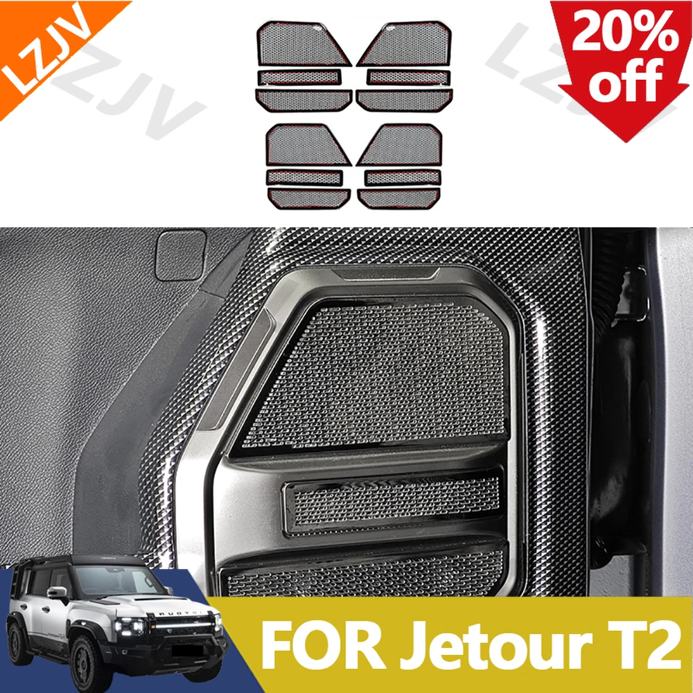 New For Chery Jetour Traveller T2 Stainless Steel Interior Parts Black Titanium Door Horn Cover Air Vent Modification A-pillar D