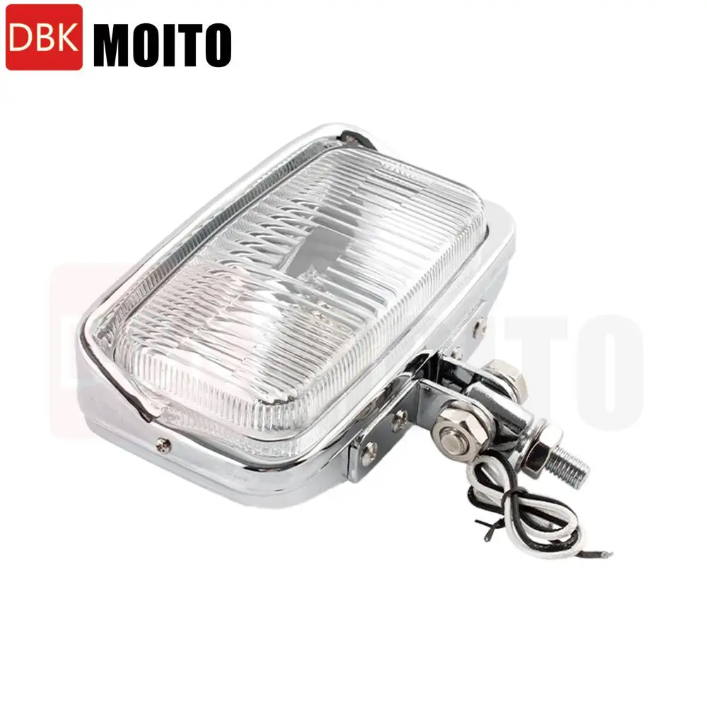 Universal Chrome Vintage Square Headlight Retro Front Lamp Universal For Cafe Racer Bobber Hi/Lo Beam Rectangle Head Light