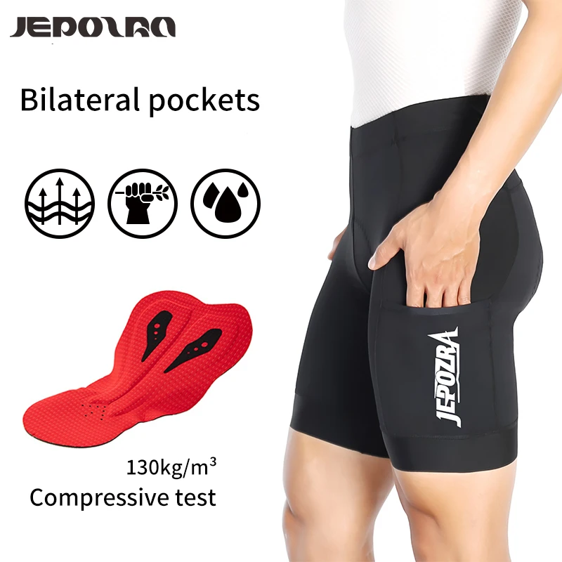JEPOZRA Men's Cycling Shorts 2 Pockets Bicycle Shorts Summer Road Bike Short MTB 3D Padded Shockproof Shorts Riding Clothing