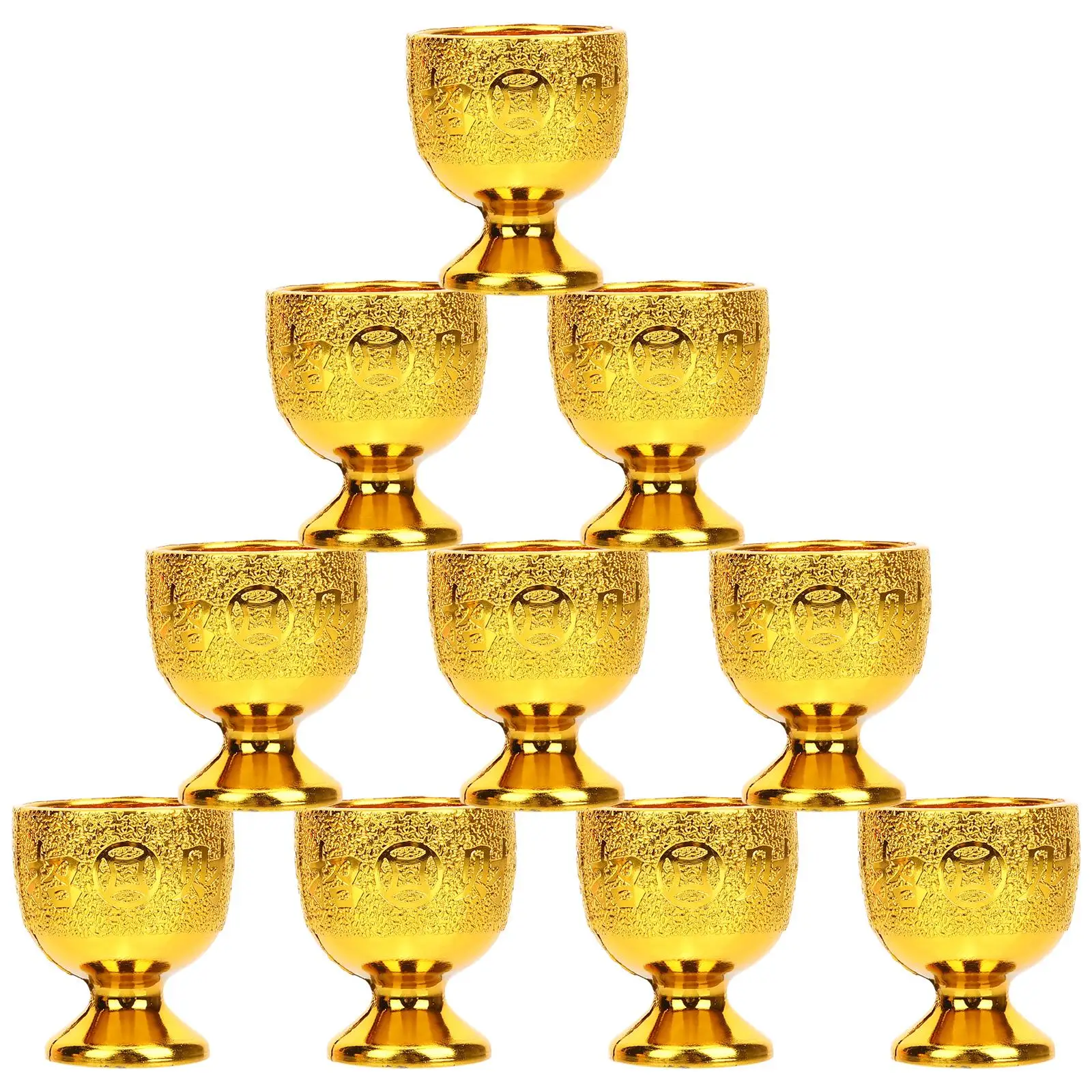 

10 Pcs Small Wine Water Cup Tea Cup Golden Cups Reusable Decorative Party Home Office Plastic Bright Color Stable Flat Bottom