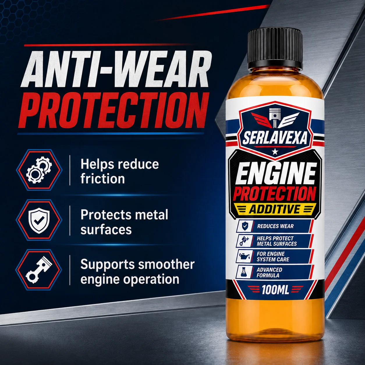 SERLAVEXA 100ML Engine Protection Additive Anti Wear Lubrication Care for Car Motor Metal Surface Protection Engine Maintenance