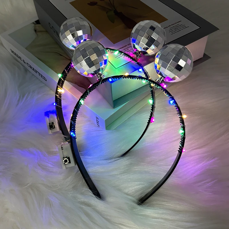 10pcs Glowing LED Headband Luminous Flashing Disco Ball Headband Girl Women Masquerade Concert Head Accessories