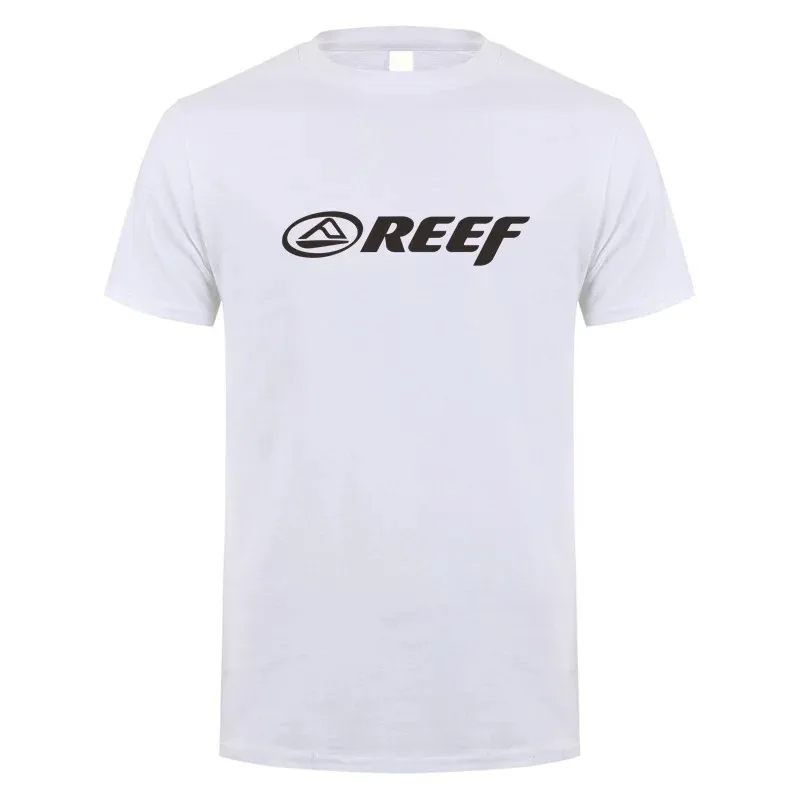 Reef Printing 2024 Men's New Summer Hot Solid Color Cotton T Shirt Casual Fitness Tshirt Outdoor Running Sport Short Sleeved Tee