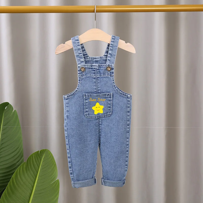 2023 fashion spring autumn kids jumpsuit Boys girls cartoon denim bib pants children trousers FashionToddler Casual 0-5Y