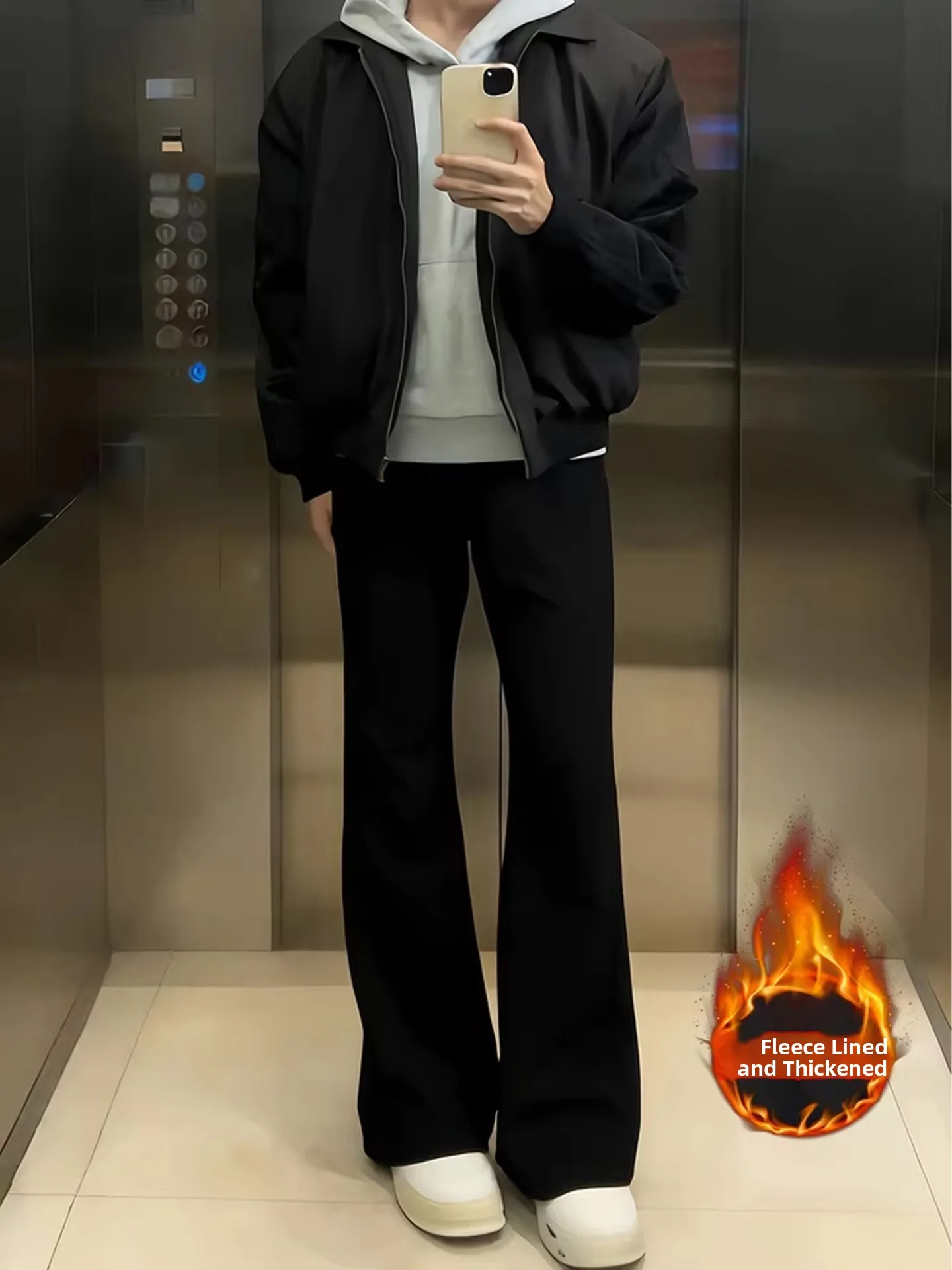 

Мужские джинсы Bla с высокой талией, прямым кроем, подкладкой, расклешенные, повседневные, для весны, осени и зимы