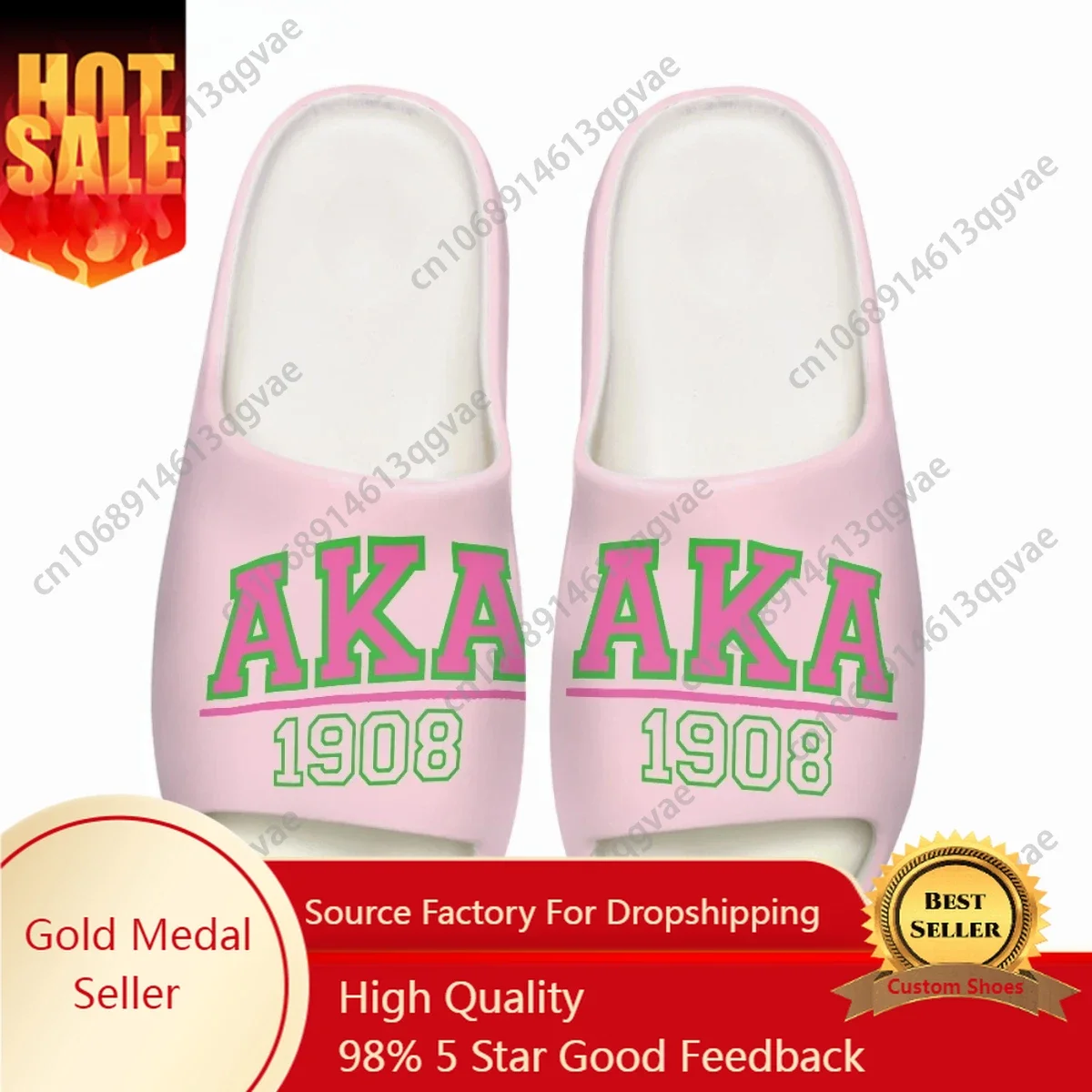 

AKA 1908 Women's Summer New Slippers Hot American Sisterhood Sorority Print Sandals Outdoor Beach Coconut Custom Made Slippers