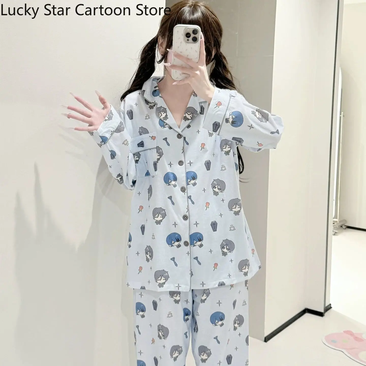 Regalo de Halloween, Disfraz de Ciel Phantomhive de Black Butler, Pijama de Manga Larga para Hombre y Mujer, Ropa de Casa, Disfraces